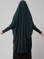 Bashariya Khimar-Long Prayer Hijab With Attached Mouth-Piece (Bottle Green)