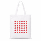 Adorvue Premium Reusable Minimal Heart Art Printed Tote Bag Stylish Eco-Friendly Cotton Handbags, Canvas Bags for College, Shopping, Office, Travel, Grocery Runs, Beach Day and Casual Outing Pack of 2