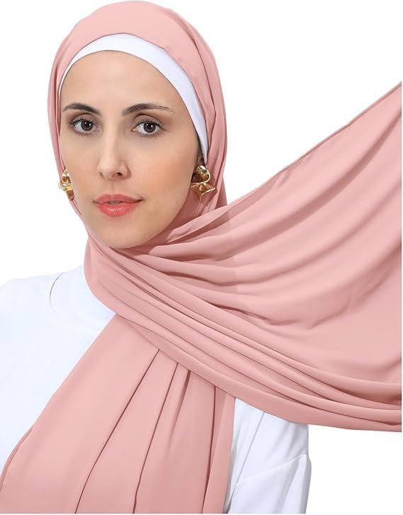 PREMIUM KOREAN GORGETTE HIJAB FOR WOMEN, GEORGETTE HIJAB SCARF FOR WOMEN 80 BY 180 CM (PEACH)