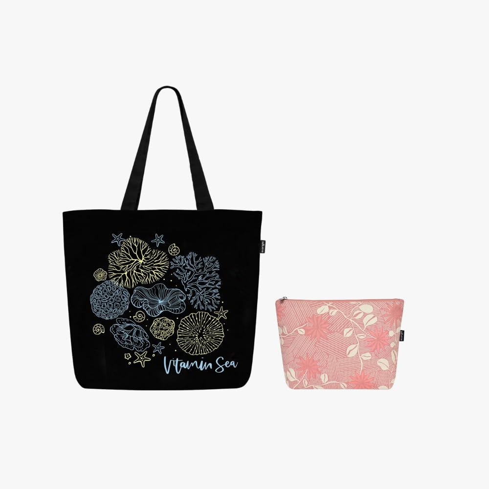 Eco Right Large Canvas Tote Bag for Women with Cosmetic Pouch, Zipper Handbags for Women Inner Pocket for Shopping, Office & Daily Use(Tote & Cosmetic Pouch)