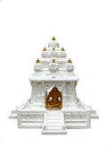 Temples for Home 3D Printed Mini Mandir with Shiva Idol | White & Gold Small Temple for Home & Office | South Indian Architecture Pooja Mandir for Decor & Gifting