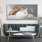 VIBECRAFTS Canvas Paintings for Living Room Drawing Room Cute White Bunny Premium Wall Painting Wall Painting Fitted with Wooden Frame for Home | Office | Gift (PTVCH_2318)
