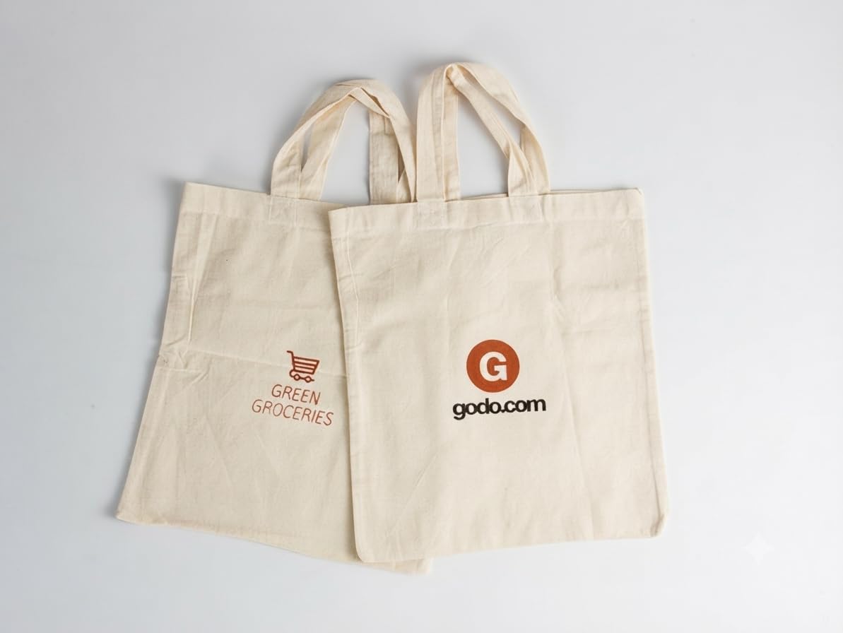 PAPER CRAFT Hand Bag Natural Cotton Carry Bag | Washable Reusable Tote with Comfortable Handles for Shopping, Grocery, Travel, Work, School, Gift Packaging| Daily Convenience(Off White)