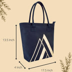 Earthsave Canvas Tote Bag For Women With Zip | Office & College Handbag | Printed Travel Bag, Blue