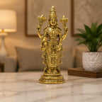 KridayKraft Aluminium Balaji Statue, Venkateswara Idol Lord Thirupathi Murti Lord Balaji Idols, Tirupati Idol God Statue Showpiece, Venkateswara, Home Décor Gifts,Gold (1 Piece)