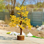 JINALI GEMS ® Natural Citrine Crystal Gemstone Tree with Golden Wire 300 Beads for Good Luck, Healing, Wealth & Prosperity