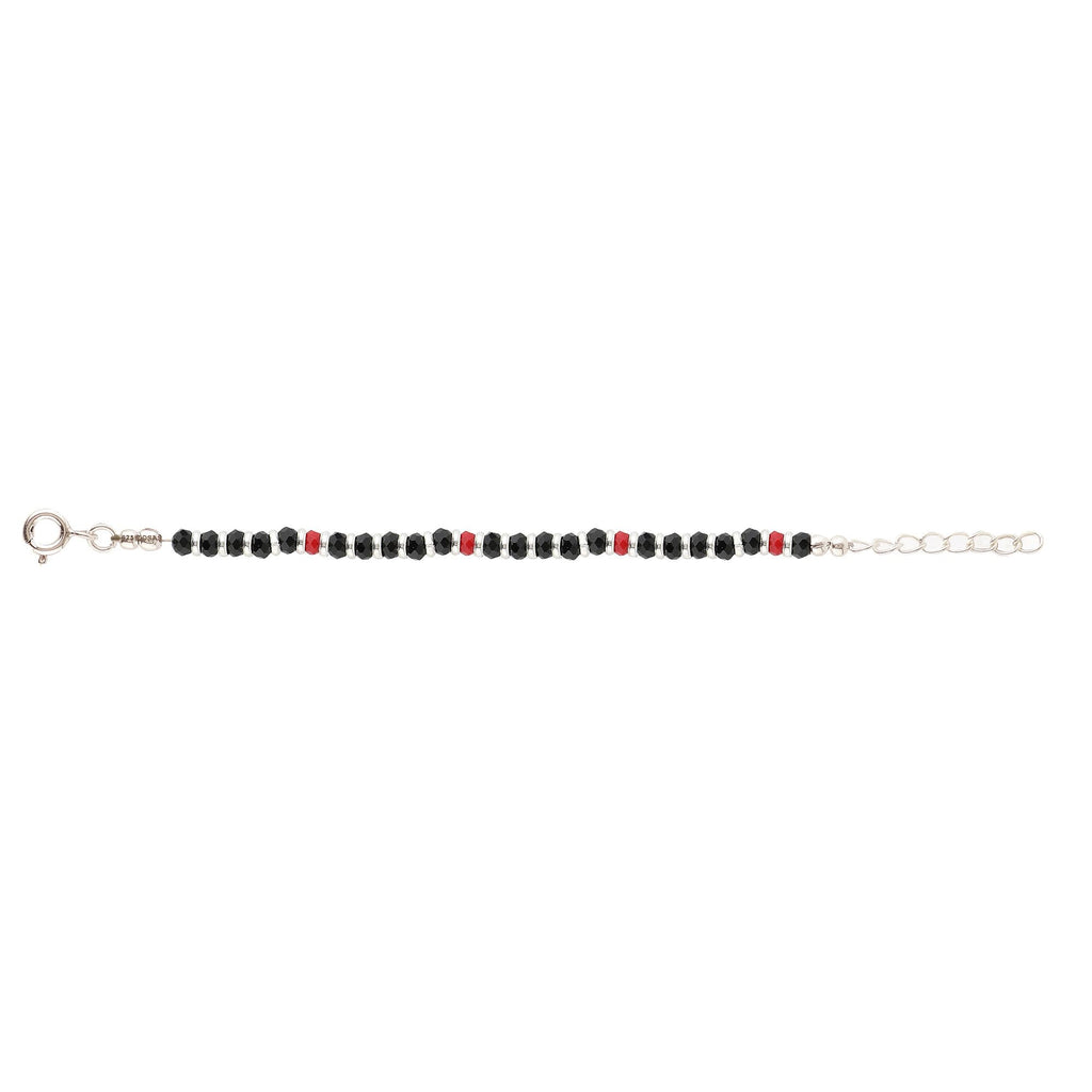 Osasbazaar Silver Nazariya Kadli Bracelet for Baby with Red and Black Beads - 90%-92.5% Pure BIS Hallmarked, Silver, Red and Black, Pack of 2