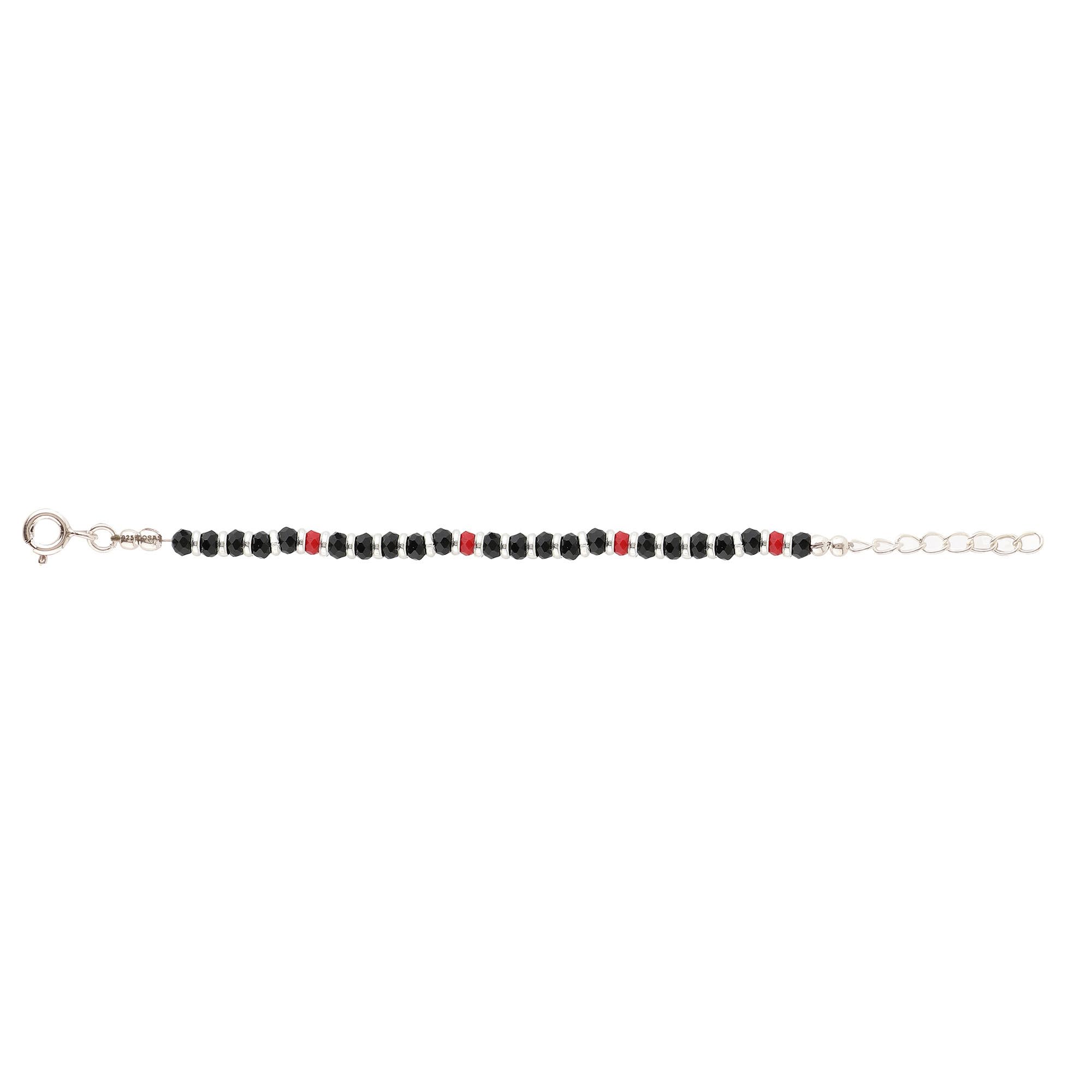Osasbazaar Silver Nazariya Kadli Bracelet for Baby with Red and Black Beads - 90%-92.5% Pure BIS Hallmarked, Silver, Red and Black, Pack of 2