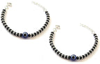 ARTIFICIAL TREE Exclusive German Silver Charm Evil Eye Nazariya Bracelet with Black & Silver Beads (Crystal) for Baby Boys & Girls| Adjustable Protection Bracelet for Newborns & Toddlers (AT KIDS 004)