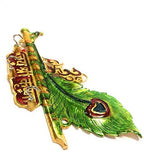 DECOR AND ART Metal Lord Krishna Flute and Peacock Quills Key Stand Holder for Home Wall and Door (27 x 5 x 15 cm, Multicolour)