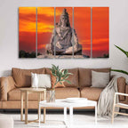 VIBECRAFTS Shiva Meditating Wall Painting of Five Pieces For Home|Office|Living Room|Gift (PTVC5Pcs4_8739)