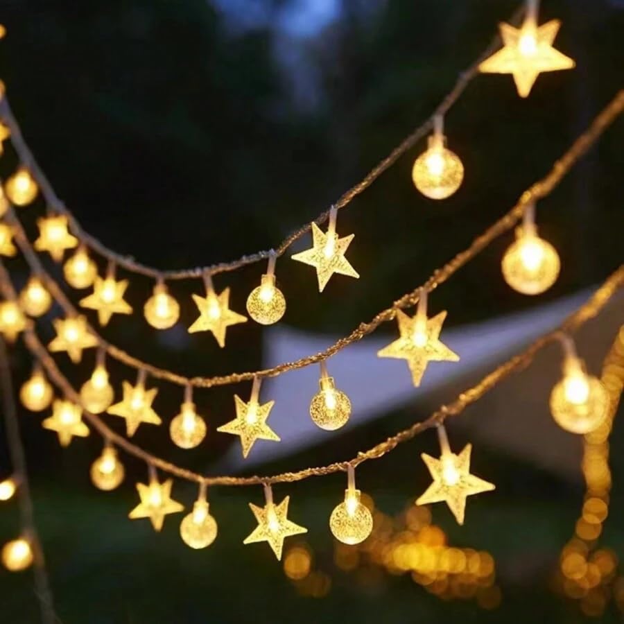 The Purple Tree Decorative Crystal Ball And Star String Led Lights For Diwali Christmas Wedding-3 Meters(1 Pc,20 Bulbs)Diwali Lights,Christmas Decorative Lights,Festive Lights