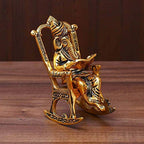 Prince Home Decor & Gifts Brass 3D Moving Lord Ganesha Statue – Intricately Crafted Idol of Ganpati Sitting on Chair Reading Ramayan – Unique Spiritual Showpiece for Home