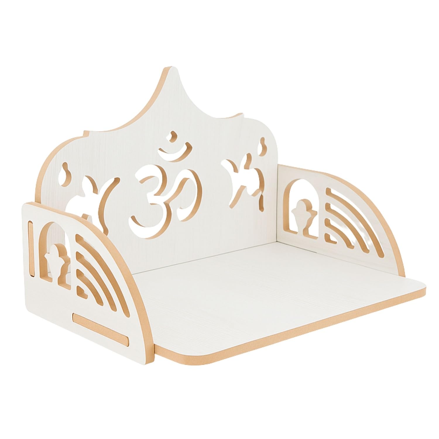 HOMEWEY DECOR Wooden Home Temple Handcrafted Support Heavy Idols Luxurious Finish Pooja Mandir for Home & Office Wall Mount for Room (Design6)