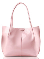 Carrylux Casual Patent Synthetic Leather Tote Bag, Handbag for Ladies (Pink)