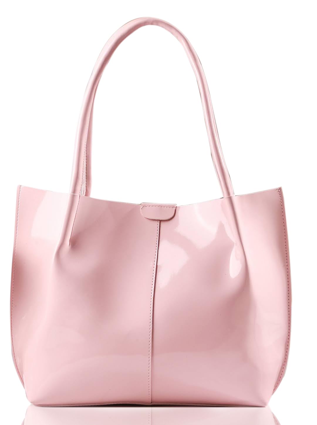 Carrylux Casual Patent Synthetic Leather Tote Bag, Handbag for Ladies (Pink)