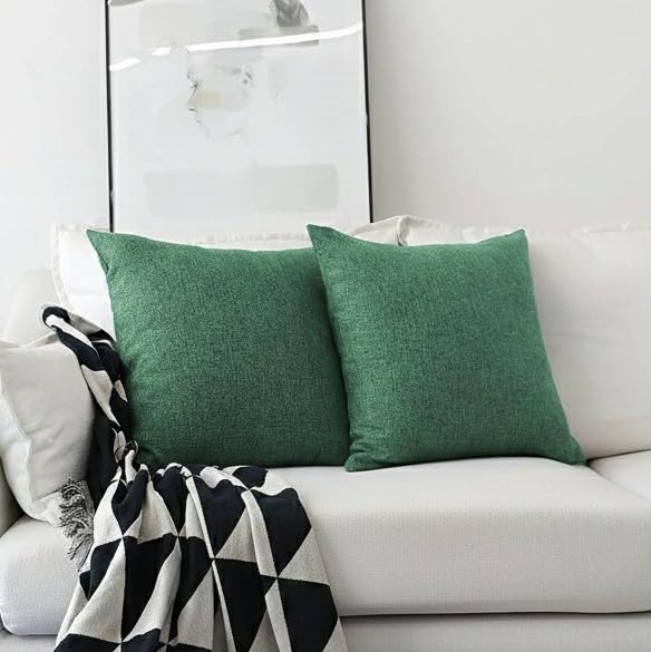 Khooti Jute Cushion Cover | 22x22| Green | Set of 2 | Throw Pillow Cover for Couches, Chairs, Sofas, Beds, Coffee Tables, Living Rooms, Bedrooms, Modern Boho Design