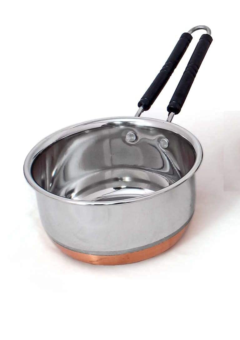 SHOPSIDEX Sauce Pan Tea Maker Milk Coffee pan bhgoni Stainless Steel Copper Bottom Sauce Pan, Flat Base Sauce Pan, Tea Pan, Milk Pan Tapeli Patila, Sauce Pot (500 Ml)