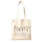 The Purple Tree Grow Through Floral Cotton Classic Tote Bag For Women - Eco Friendly, Reusable Shopping Bag, College Bag, White (Pack Of 1)
