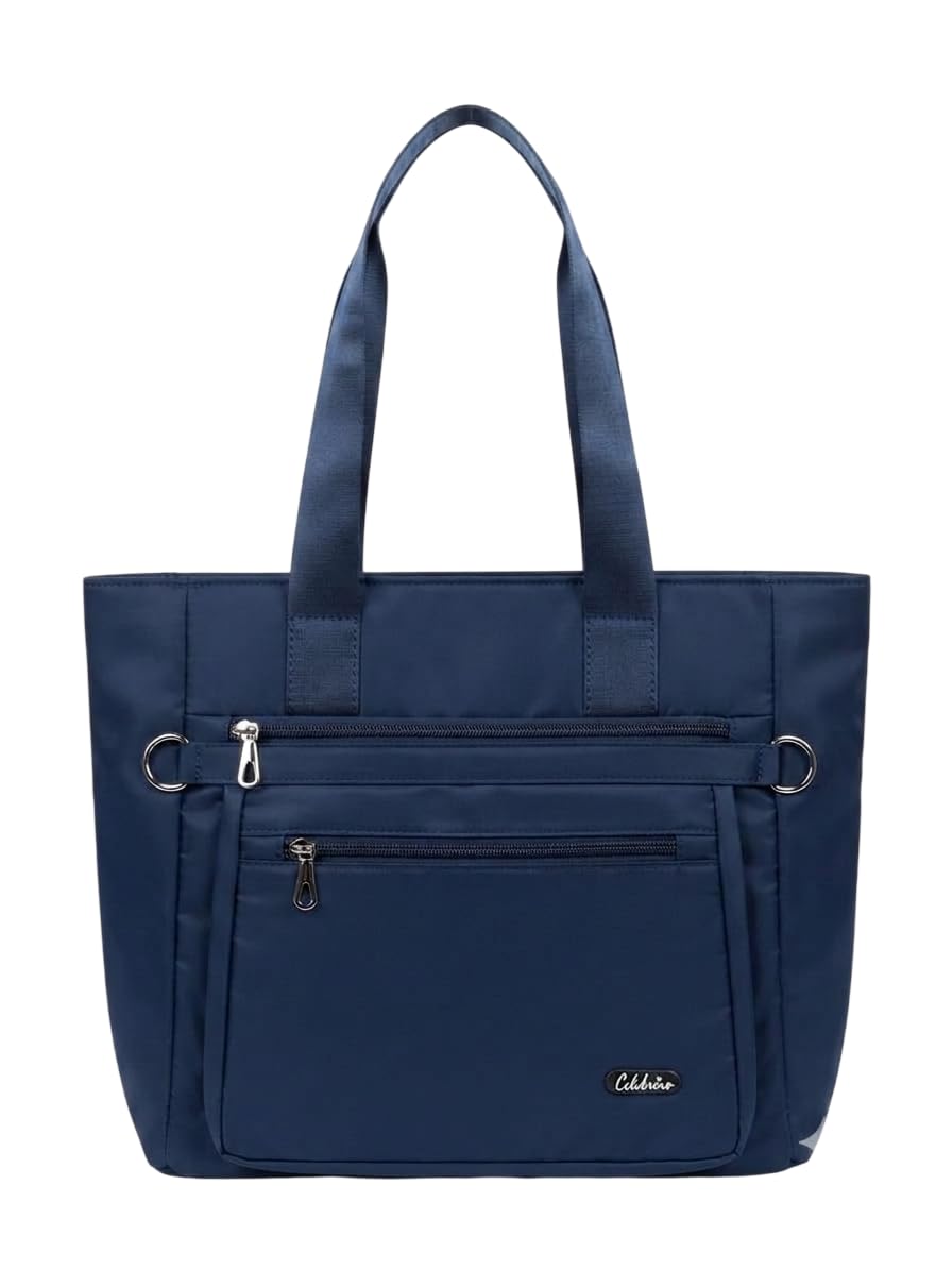 CELEBRINO Spacious Tote Handbag for Women | Nylon Hand Bags with Multiple Zip Compartments | Waterproof Large Shoulder Bag for Office, College, Travel & Shopping | Multi Pocket Zipper Handbags