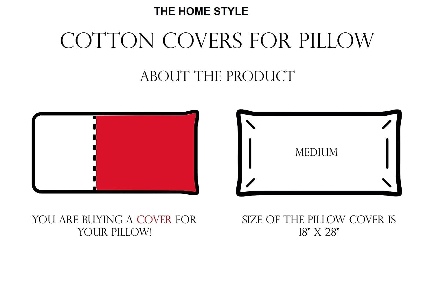 THE HOME STYLE Solid Cotton Feel Pillow Covers (18 x 28 inches, Set of 2 Pcs) | 300 TC | Super Soft & Smooth (Mocha)