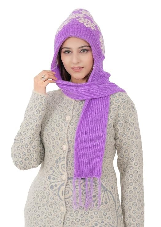 KmCho Purple Woolen Muffler for Women - Soft Warm Winter Scarf - Stylish & Cozy - (Pack of 1)