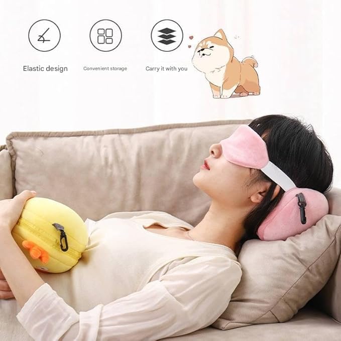 SEAHAVEN 3 in 1 Tourist Neck Travel Pillow with Cushion Car-Eye Maks Sleep Rest Shade and Ear Plug (Multi-Colour)