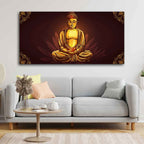 VIBECRAFTS Canvas Paintings for Living Room Drawing Room Devotional Buddha Meditating Canvas Wall Painting Fitted With Wooden Frame for Home | Office | Gift (PTVCH_2428)
