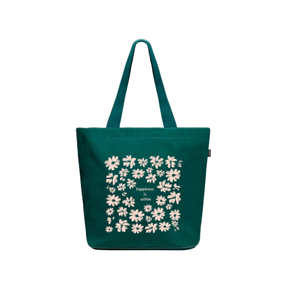 Eco Right Large Canvas Tote Bag for Women, Tote Handbags for Women with Zipper & Inner Pocket for College, Shopping, Office