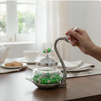KridayKraft Aluminium swan Duck with Transparent Glass Bowl Set with Spoon and lid (11 x 15 x 11 cm, Silver)