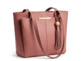 PAVILONN Women Tote Bag Ladies Handbag Shoulder Office Shopping Work Laptop PU Leather Brown Travel College Daily Use Designer Large Stylish Fashion Zipper Commuter Gift (PINK)
