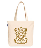 Econest Premium Canvas Tote Bags for Women with zip closer | unique tote bag for Girls, 100% Organic Cotton Tote bag | beach | gift | office, school & Daily Usable strong handbag (Cute Tiger Child)