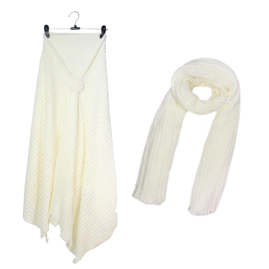 ARK Faux Fur Woolen Stole For Women Girls Winter Warm Wrap Shawl Wedding, Dinner, Party, White