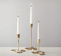 RICHIES ENTERPRISES - Golden Curve Taper Candle Holder, Candlestick Holders Taper Candle Holder, Gold Metal Candle Stand for Home & Decor - 3 Pcs Candle Stick Holders Set (L + M + S)