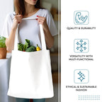 Encasa XO Cloth Tote Bag (Pack of 2) - White Colour Canvas Cotton Bag | Reusable-Multi-Pack with Extra Strong 13 Handle | Holds 15 Kgs | Multipurpose Grocery Carry Bag For Men & Women