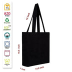 CrownLit Large Cotton Tote Bag, 16 x 14.5, Holds Up to 15-20kg, 300GSM Thick Fabric Quality. Multiple Uses, Sets of 2, Black