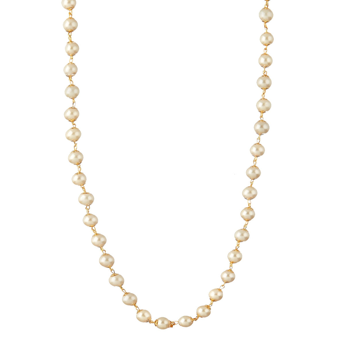 ZENEME Chain 26 Inch Fine Gold Plated Finish Handmade Work Multi-Pearl Jewellery For Women Girls Men (Design-1)