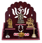 Om Shree Fully Handmade Beautiful Wooden Home and Office Temple/Pooja Mandir(28 x 28 x 26 cm) (Maroon 2)