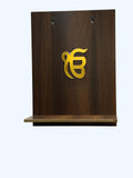Wooden Wall Mounted Wahe Guru Temple, Golden Ek Onkar Mandir, Home and Office Wall Hanging Temple
