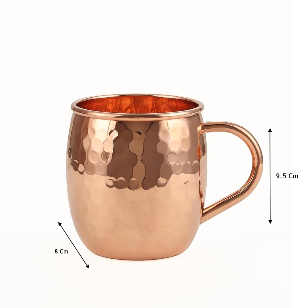 ALCU Copper Mule Mug, Handcrafted Shiny Moscow Mule Beer Mug Cup, Cocktail Serveware, Drinkware & Barware, Ideal for Cocktails, Drinks, & Gifts, Best for Parties (500 ml) Set of 2