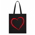 Adorvue New Launch Black Canvas Tote Bag for Women with Minimalist Red Heart Print Art | Premium Cotton Reusable Shopping Shoulder Bag | Cute Eco-Friendly Tote for College, Office, Travel & Daily Use