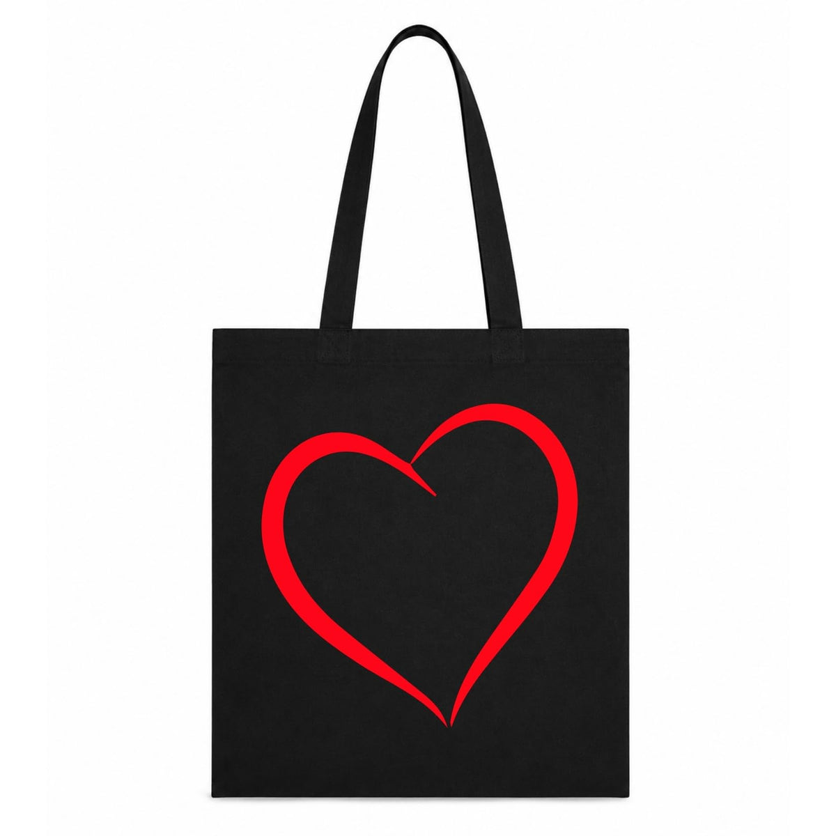Adorvue New Launch Black Canvas Tote Bag for Women with Minimalist Red Heart Print Art | Premium Cotton Reusable Shopping Shoulder Bag | Cute Eco-Friendly Tote for College, Office, Travel & Daily Use
