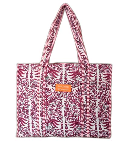 Cotton Tote bag for Women | Shoulder Bag | Durable Shopping bag | Reusable Grocery Bags | Eco friendly Bags| Handmade Cotton Bag | Stylish Quilted handBag |Vegan Tote Bag |Weekend Bag (Purple)