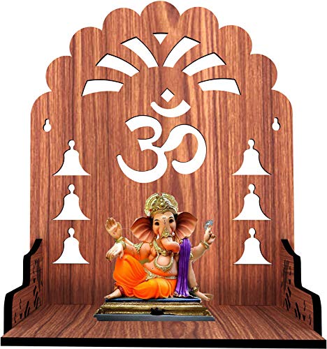 MANDIRAM SSI Wooden Mandir for Pooja Home Decoration Wall Mounted Beautiful Temple