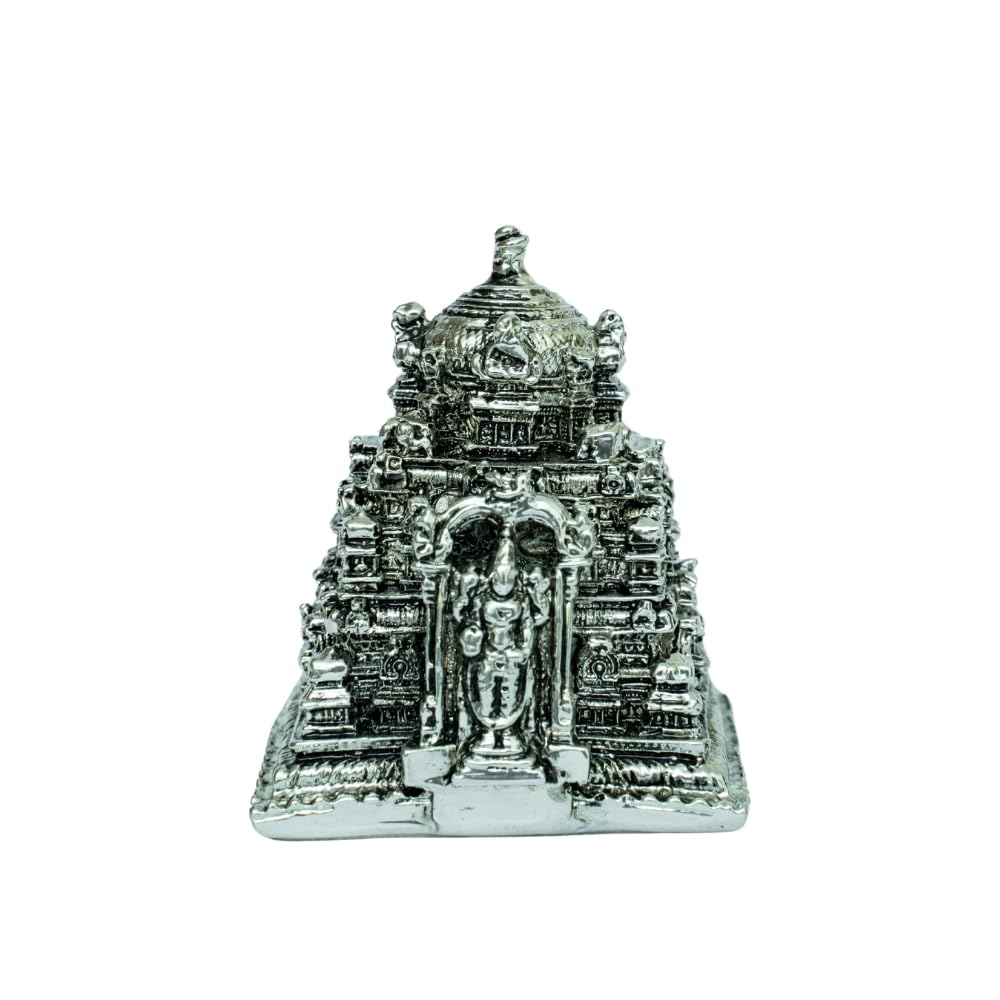 Aarya24KT Silver-Plated Balaji Temple | Divine Idol for Peace, Prosperity, Positive Energy & Success | Tirupati Balaji Temple for Home, Office, Business, Gifting & Pooja Room | 5.5cm x 4cm x 7.5cm
