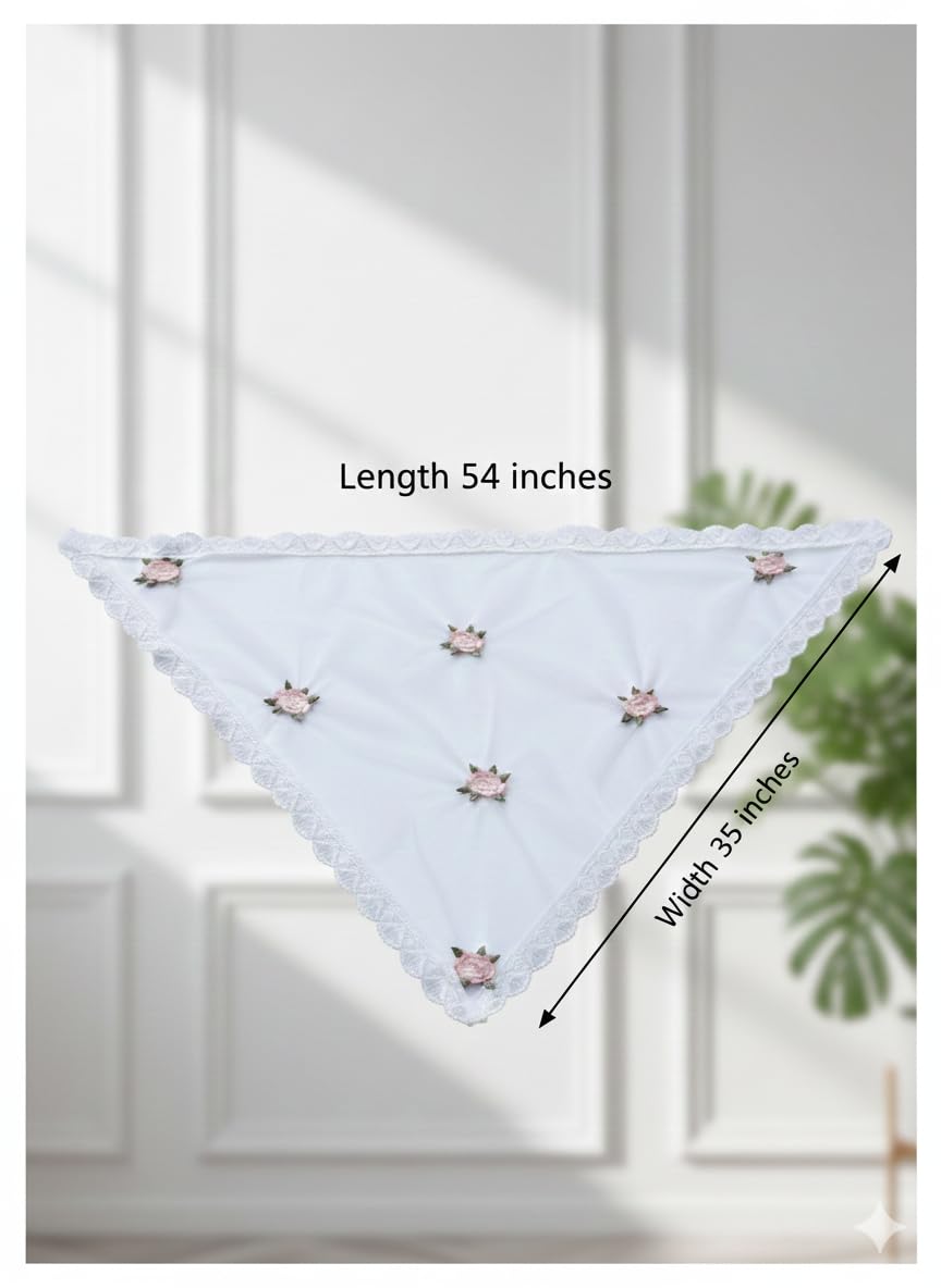 ELITE APRIL Elegant White Triangular Chapel Veil,Big size Church scarf, Christian scarf with wig pin(wig clip)