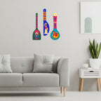 Artvibes Traditional Indian Rural Art Caricature Decorative Wall Art MDF Wooden Wall Hanger for Living Room | Home Decor | Wall Accent | Wall Art Print | Unique Gift Items (WH_5017N), Set of 3