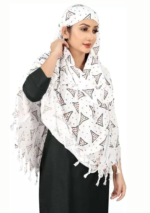 VASTTRAM Female Cotton Women'S Long Scarves Scarf Cum Mask Usable For Driver Anti Pollution Full Face Cover With Uv Sun Rays Protection, White