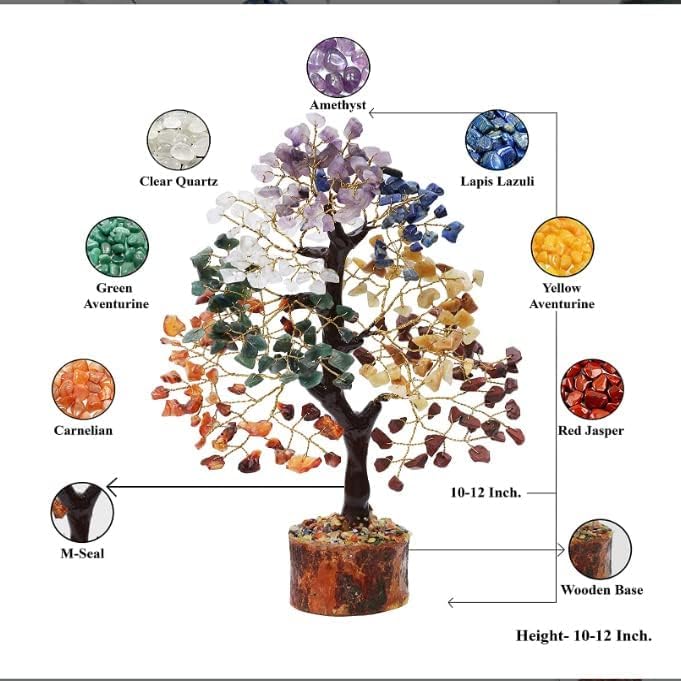 FIRSTRAY® 7 Chakra Vastu Crystal Stone Tree for Vastu and Healing (Height: 6 Inches) | (F14)