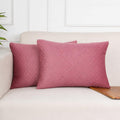 STITCHNEST Quilted Velvet Cushion Covers Set of 2 | Soft Peach | 12x18 Inches | Premium Sofa & Living Room Décor